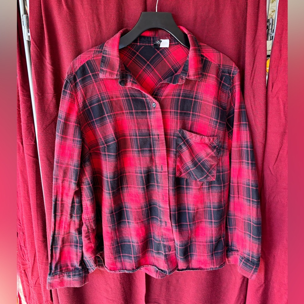 H&M Divided Red and Black Checkered Shirt